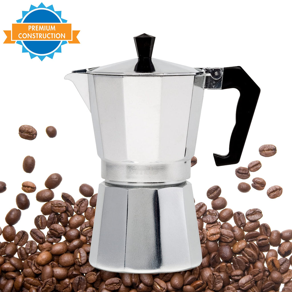 Stovetop Espresso and Coffee Maker, 6 Espresso Cups, Silver E32846