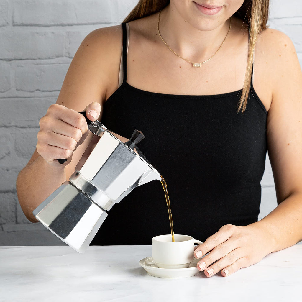 Stovetop Espresso and Coffee Maker, 6 Espresso Cups, Silver E32846