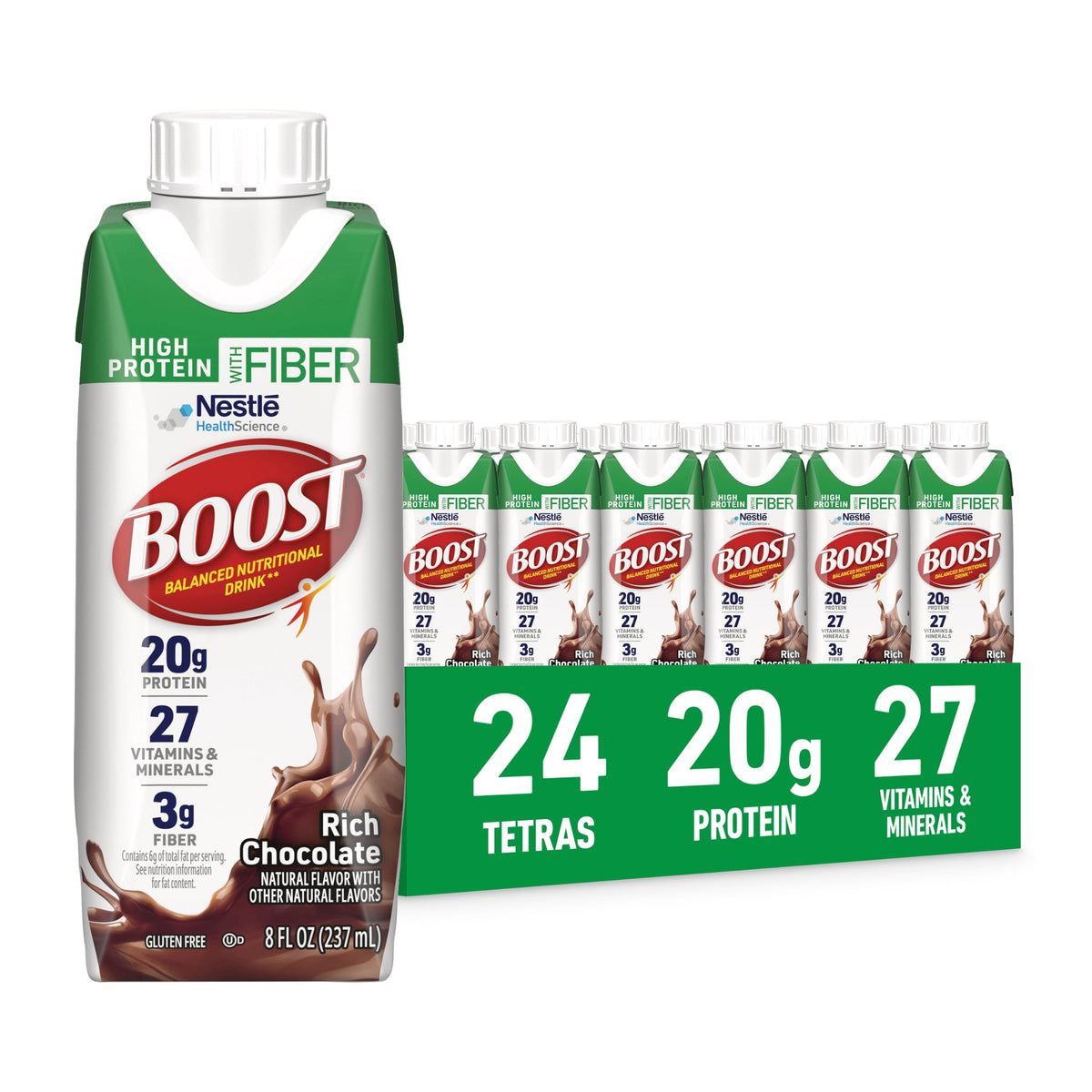 High Protein Nutritional Shake, Chocolate, 24 pk H59740
