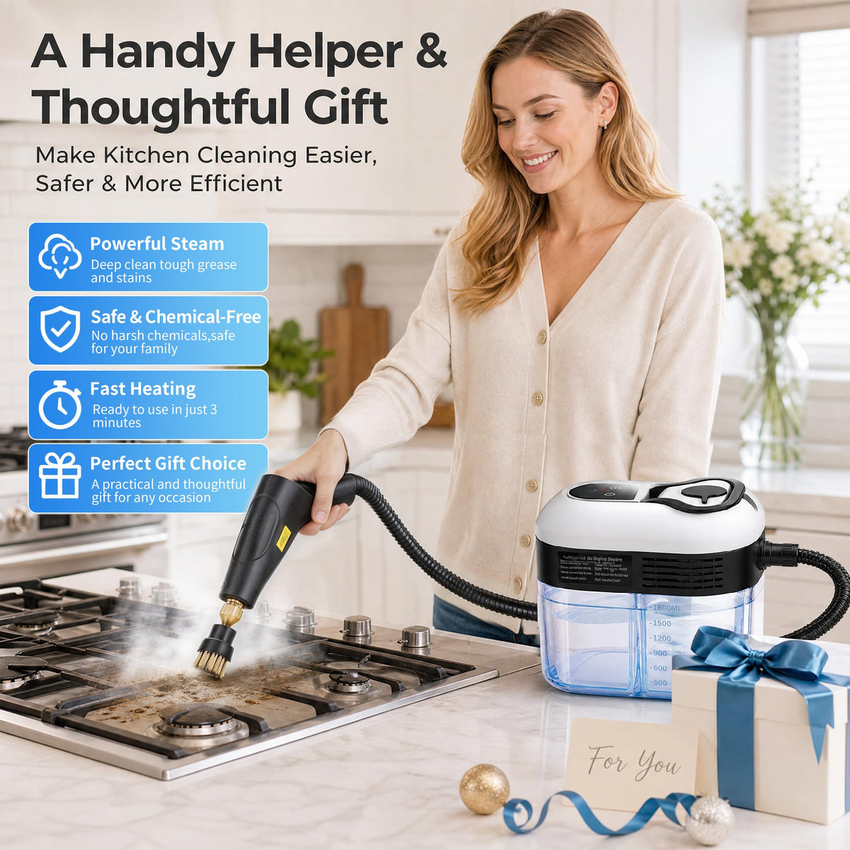High Pressure Handheld Steam Cleaner 1.8L Tank R62164