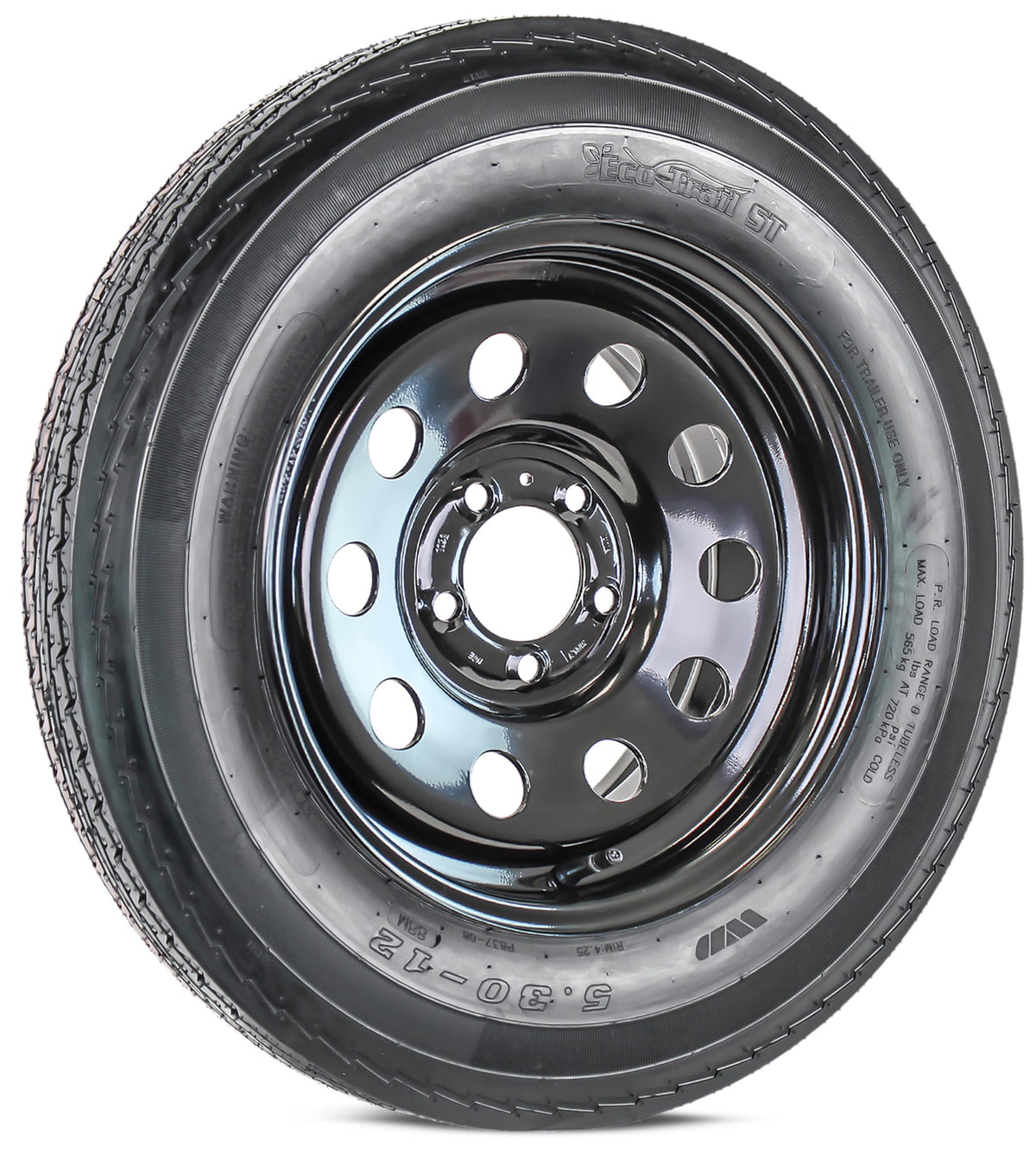 Trailer Tire Rim Assembly 5.30-12 5 Lug Black Wheel D87182