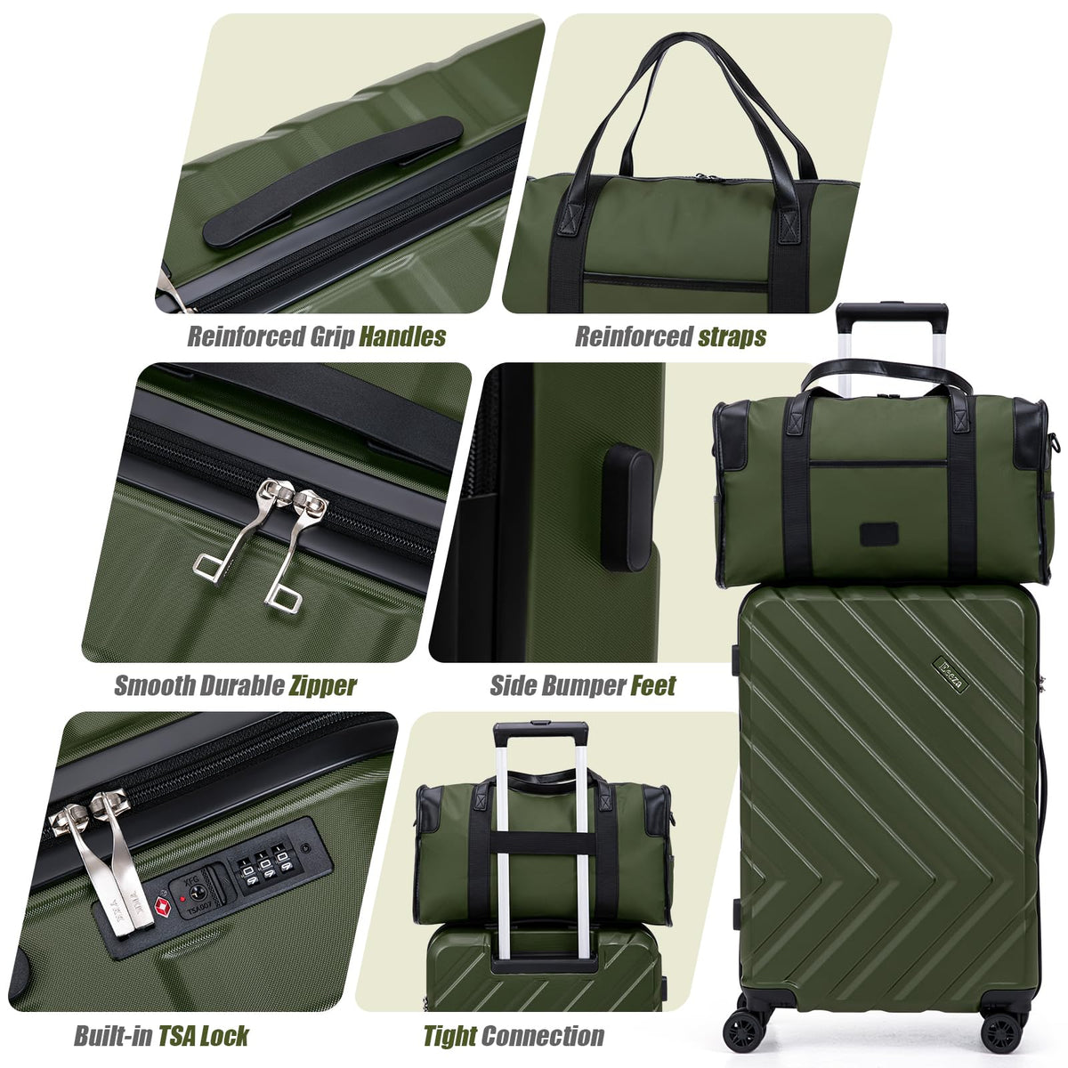 3 Piece White Carry On Luggage Set P6946