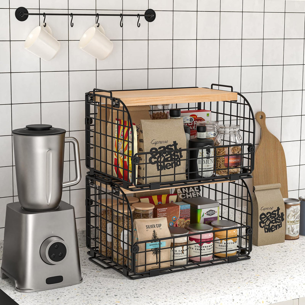 Stackable Wire Basket with Openable Top O101313