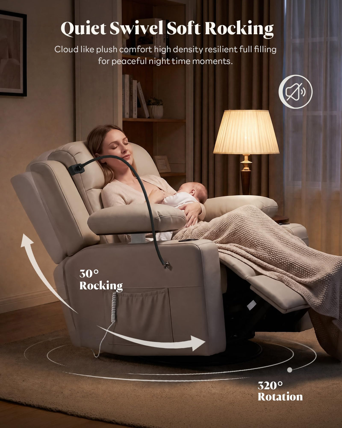 Power Swivel Recliner Chair with Motorized Adjustable Armrests V73987