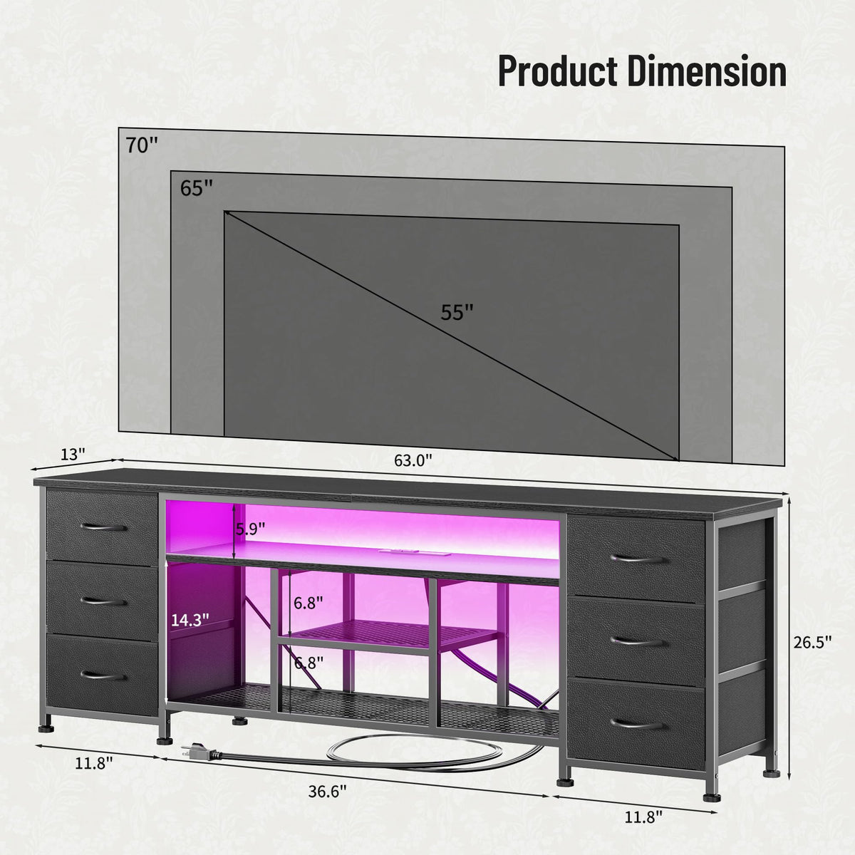 63 Inch LED TV Stand D244594