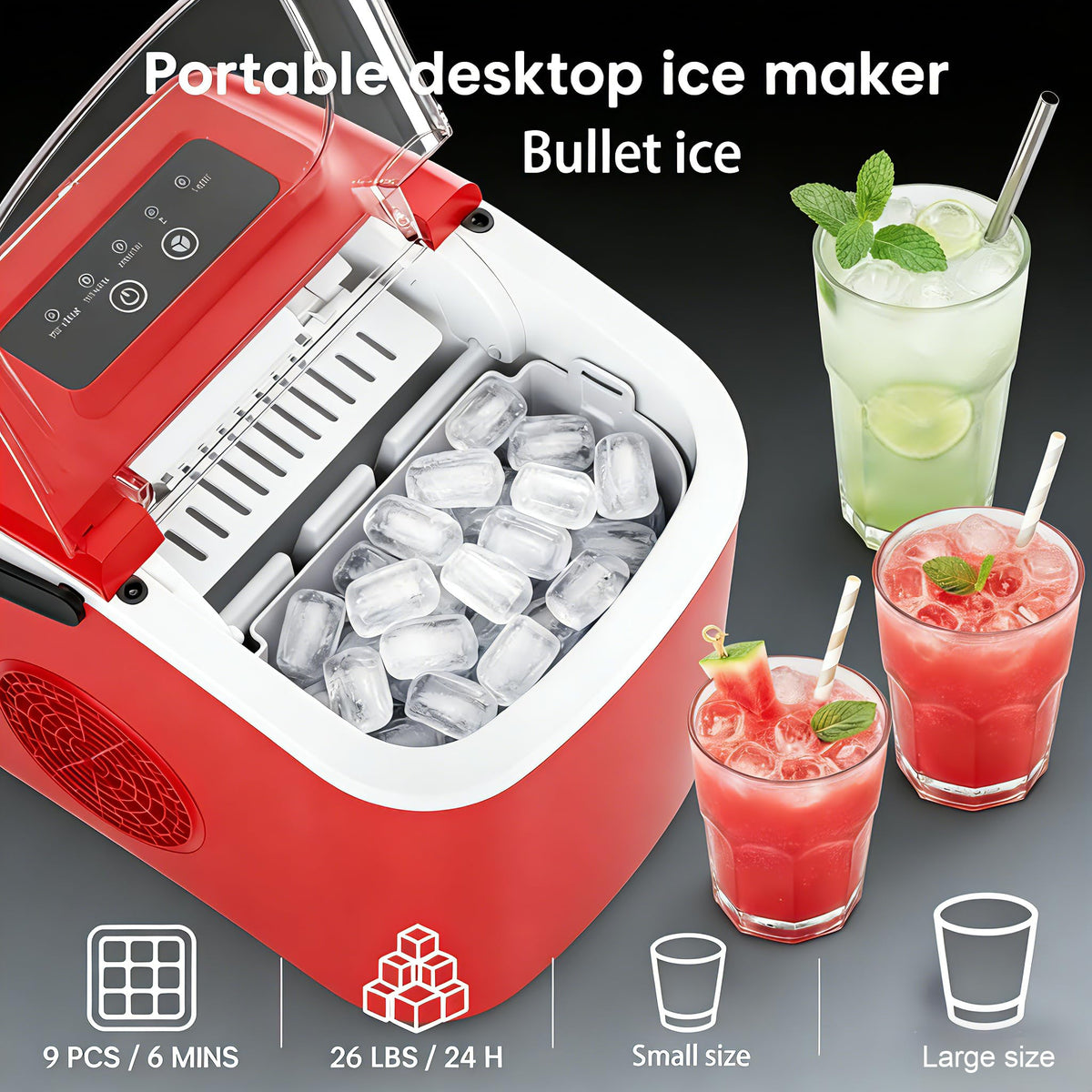 Portable Countertop Ice Maker with Self-Cleaning, 26lbs/24H X246456