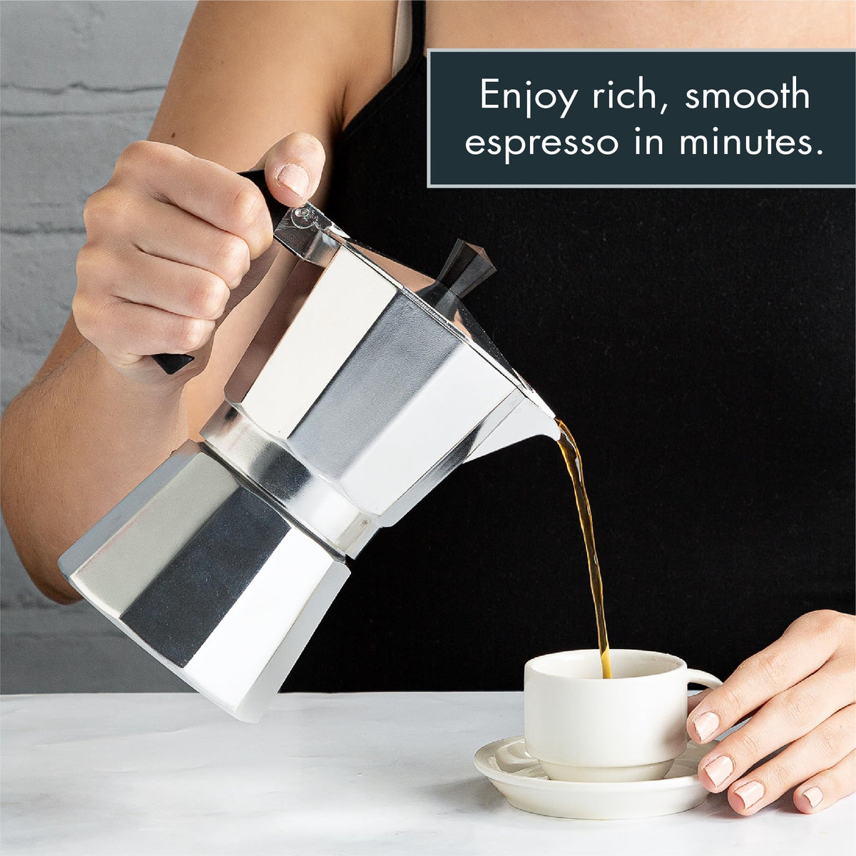 Stovetop Espresso and Coffee Maker, 6 Espresso Cups, Silver E32846