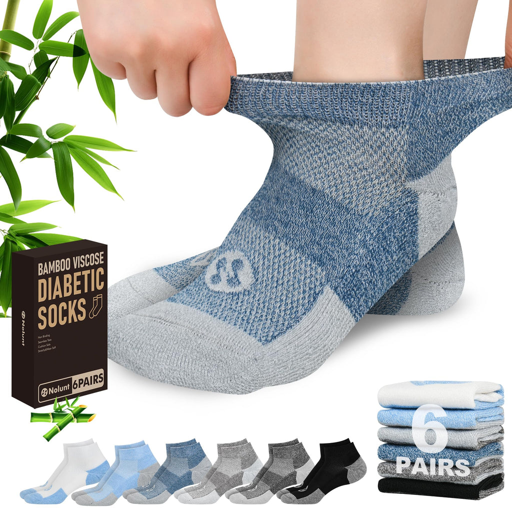 Low Cut Diabetic Socks for Men, 6 Pairs H3739