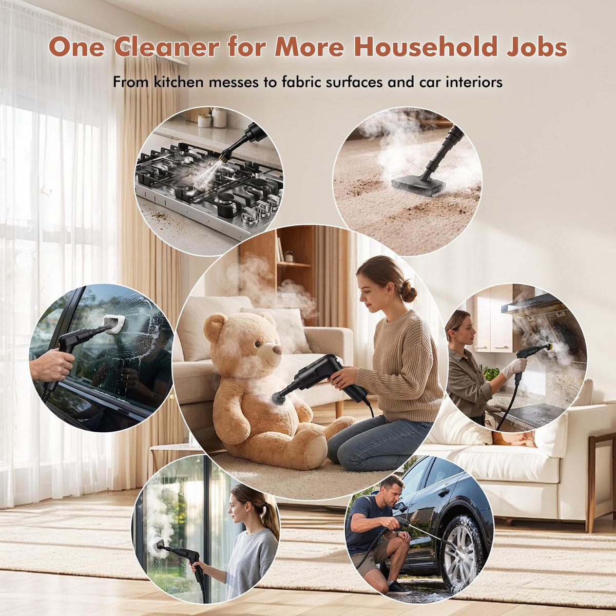 2500W Pressurized Steam Cleaner with 16 Accessories P8712