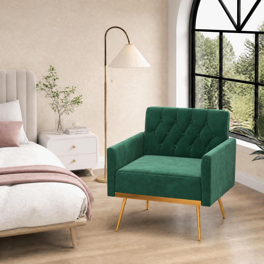 Green Velvet Accent Chairs Set of 2 O752684