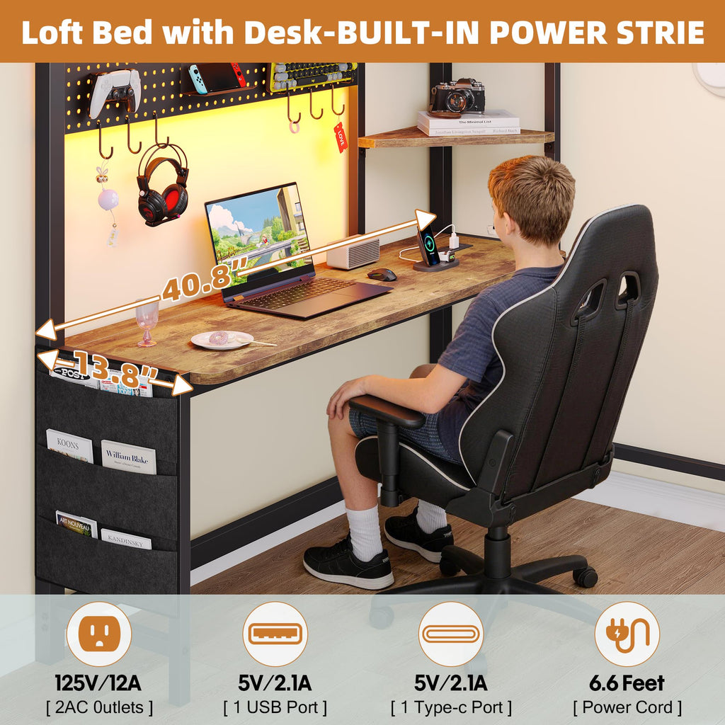Twin Loft Bed with Desk and 6 Storage Drawers I28855