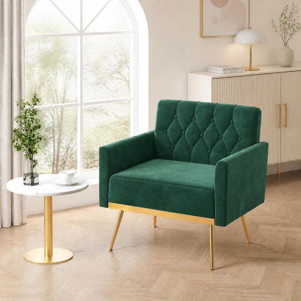 Green Velvet Accent Chairs Set of 2 O752684