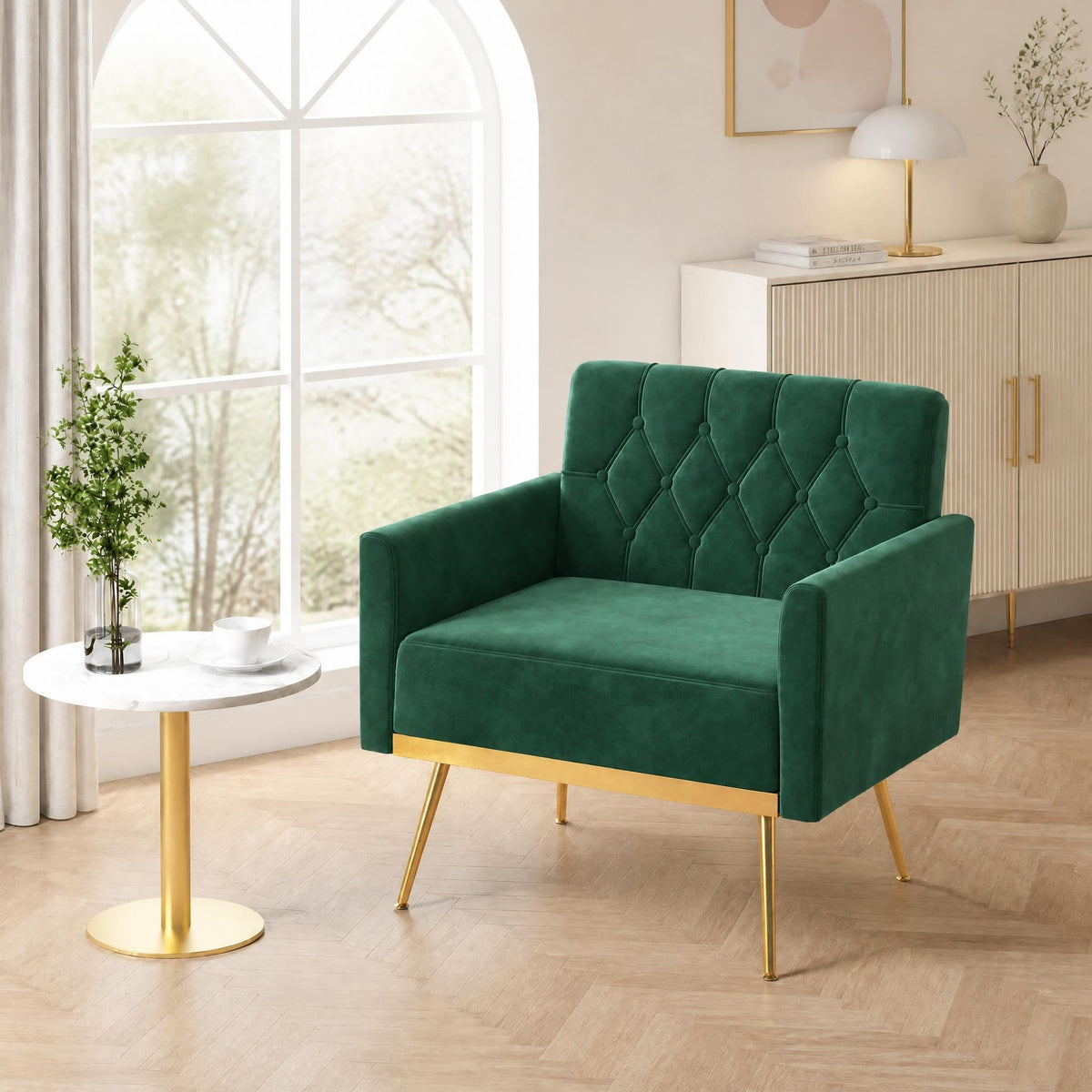 Green Velvet Accent Chairs Set of 2 O752684