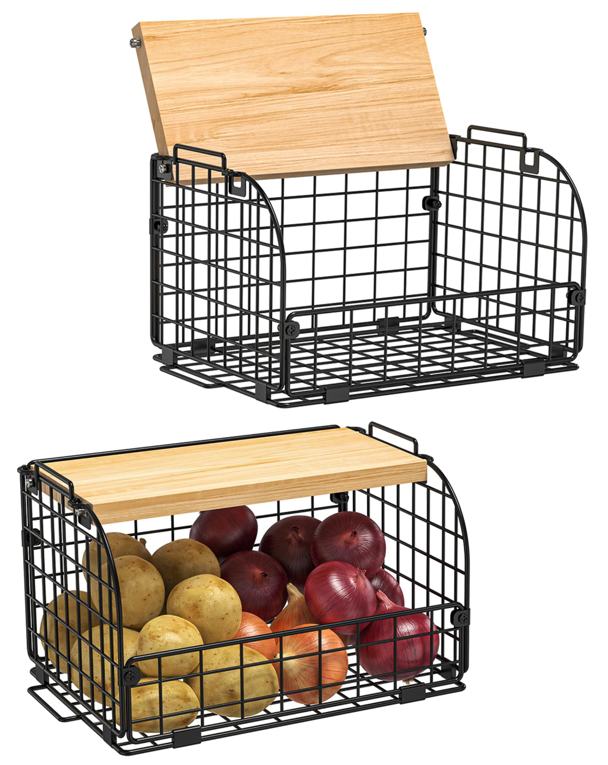 Stackable Wire Basket with Openable Top O101313