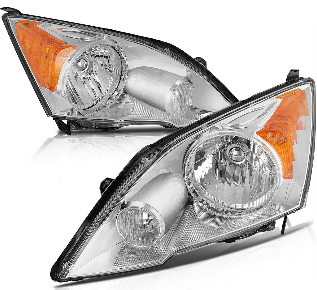 Headlights Assembly Pair Chrome Housing Amber Reflector Clear Lens J878859