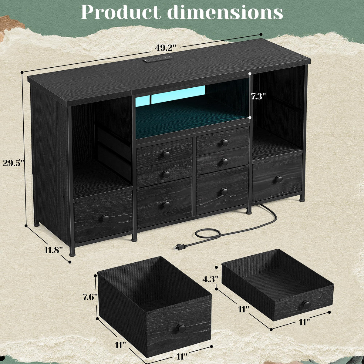 Modern LED Dresser with 8 Drawers G255029