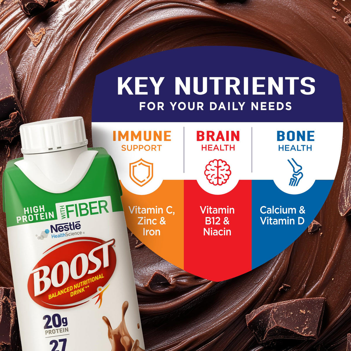 High Protein Nutritional Shake, Chocolate, 24 pk H59740