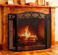 Black 3 Panel Wrought Iron Fireplace Screen Q8420