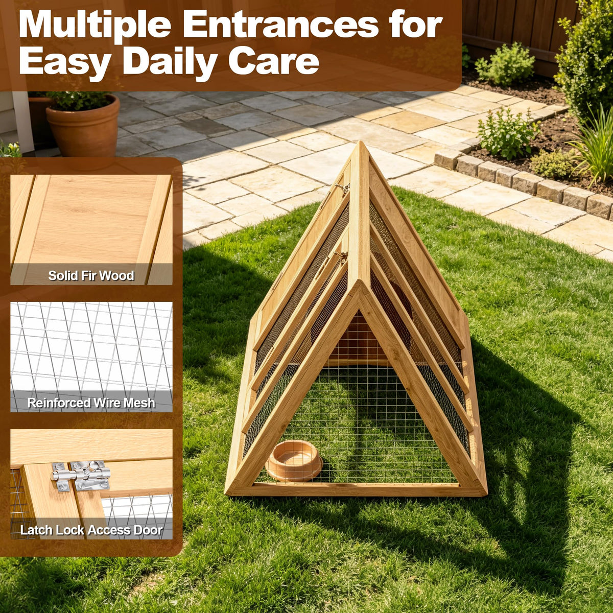 A-Frame Wooden Rabbit Hutch with Run Z381398
