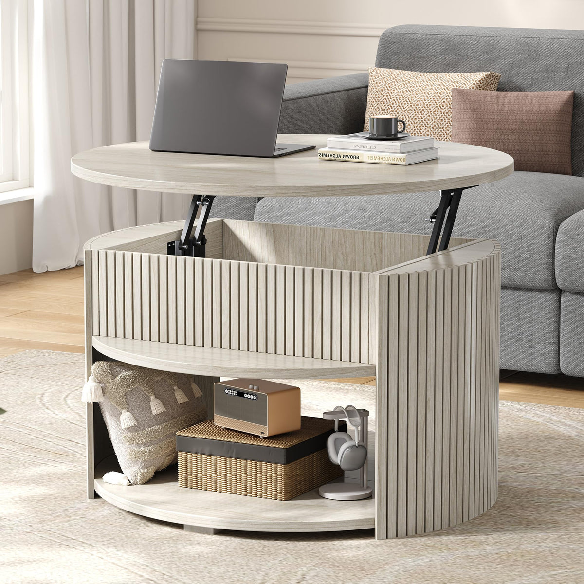 Round Lift Top Coffee Table with Storage M751